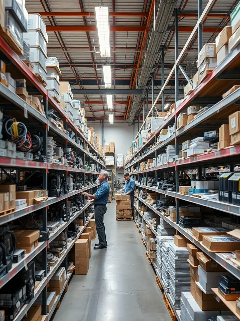 A photo of Infinity Sign Dealers' warehouse, showing organized rows of large format LED sign components ready for shipment to sign company partners.